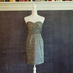 H&M Grey Strapless Dress with Abstract Dot Pattern